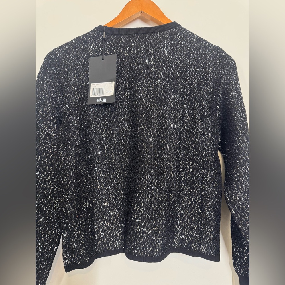NWT The Koolples Black Sequin Cardigan Button Up Size Small Knit sweater - Picture 5 of 10